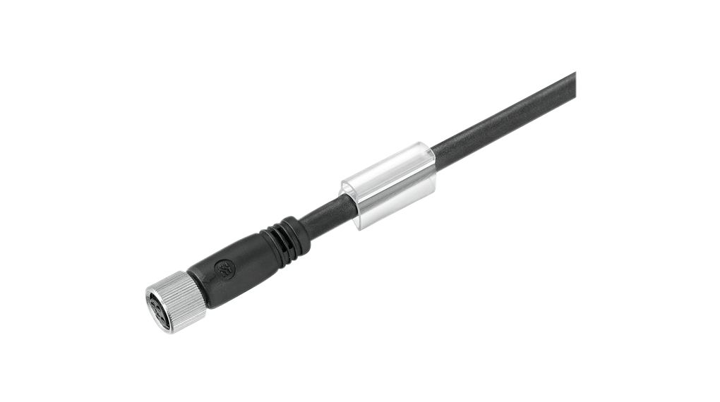 Cordset, M8 Socket - Bare End, 4 Conductors, 5m, IP68 / IP67 / IP66 / IP65, Black