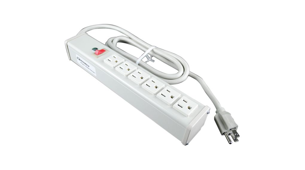 Listwa zasilania 6x NEMA 5-15R Socket - NEMA 5-15P Plug Biały 4.6m