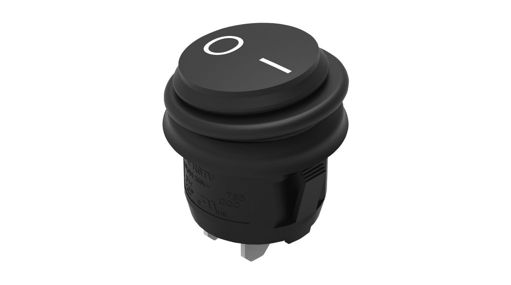 Rocker Switch, 28V, 10 A, NO, 250V, ON-OFF, IP65, Black