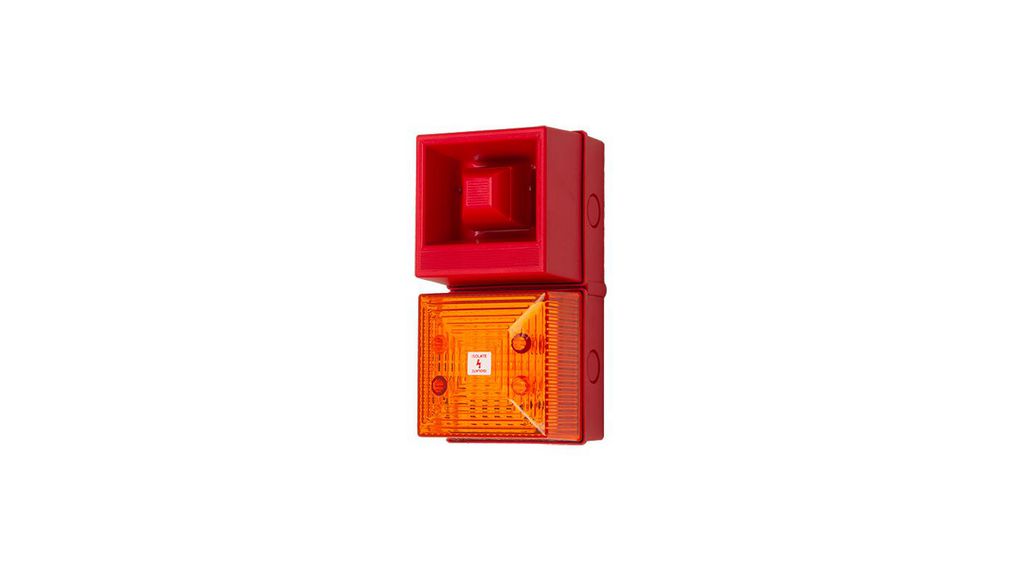 Clifford & Snell YL40 Series Amber Sounder Beacon, 24 V dc, IP65, Wall Mount, 108dB at 1 Metre