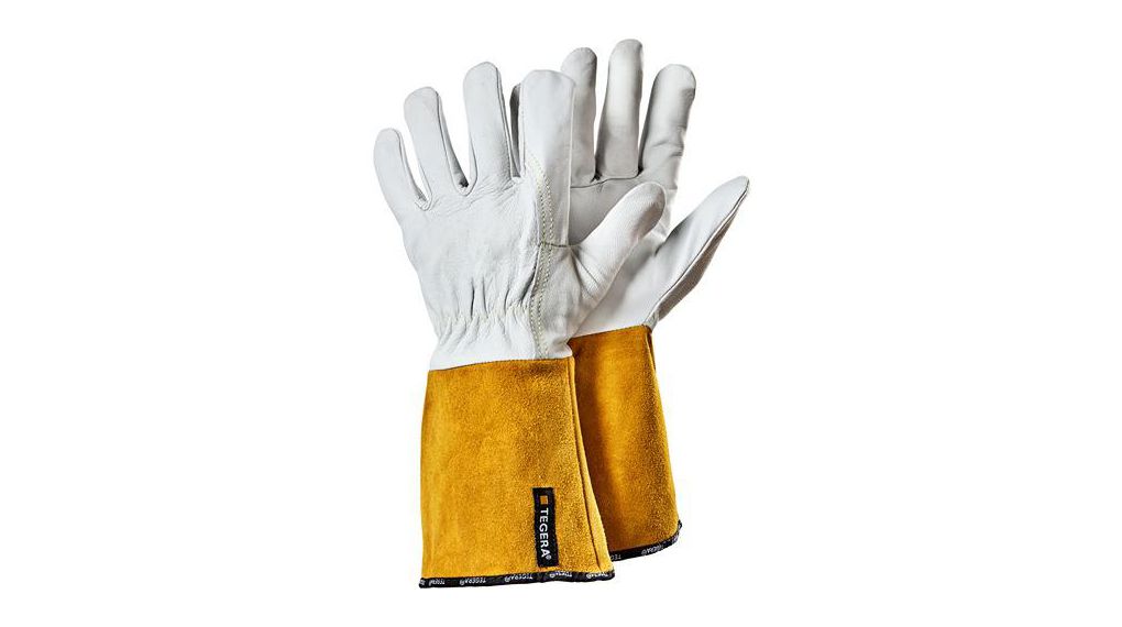 Tegera TEGERA White, Yellow Leather Heat Resistant Gloves, Size 10, 12 ST