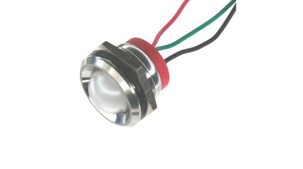 PL22SL Series Stainless Steel Panel LightRed, Green Panel LED, Wire Termination12 V, IP6722
