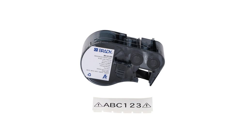 White Black Print Label Roll, 25.4 mm Width, 100 Per Roll Qty, 25.4mm