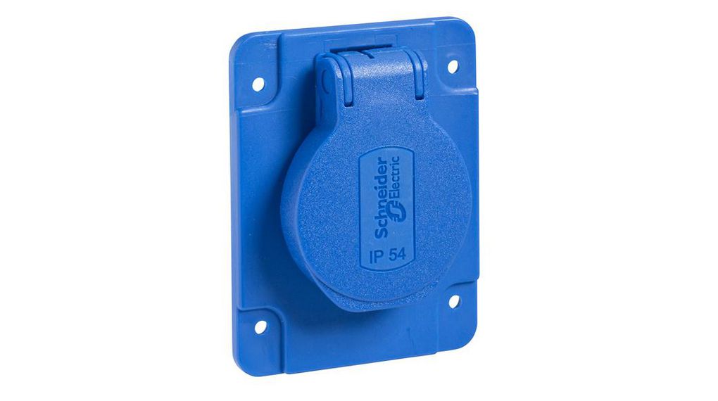 PKS IP54 Blue Flush Socket2P+E, Rated At 16 A, 250 V Contacts