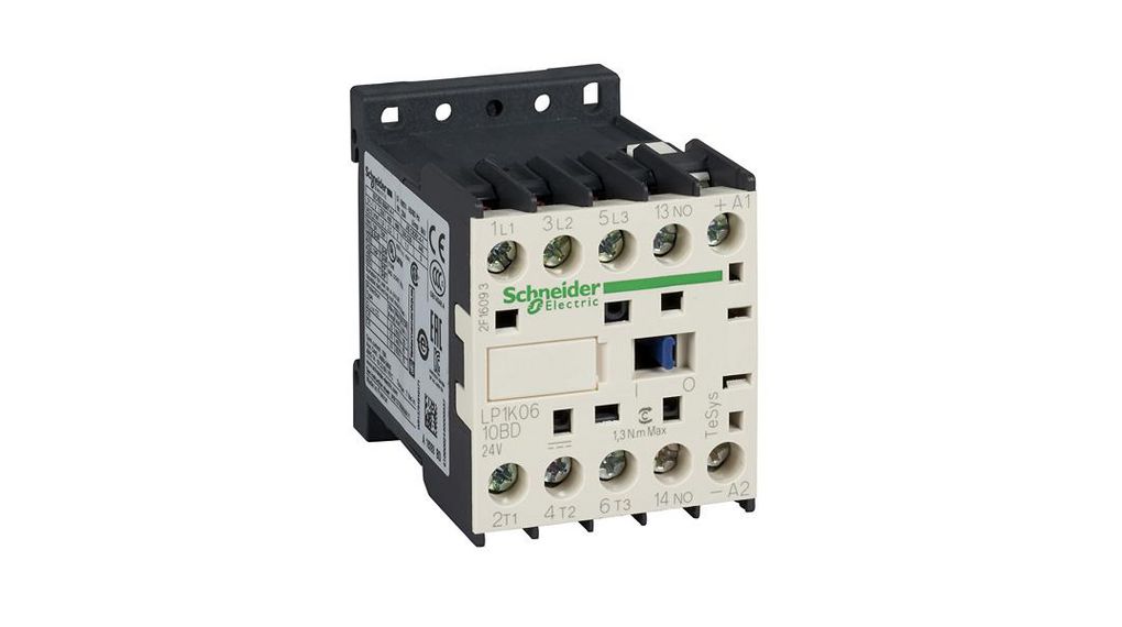Schneider Electric TeSys LP1K Contactor, 24 V dc Coil, 3-Pole, 6 A, 3 kW, 3NO, 690 V ac