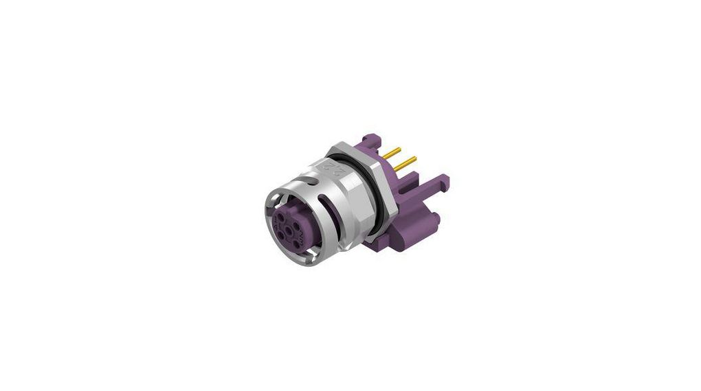 Circular Connector, 4 Contacts, Panel, M12 Connector, Socket, Female, IP67, 43 Series, Plug, 4 Contacts, 4mA, 250V, IP67