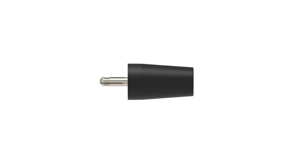 Black Male Banana Connector, 4 mm Connector, Screw Termination, Nickel Plating