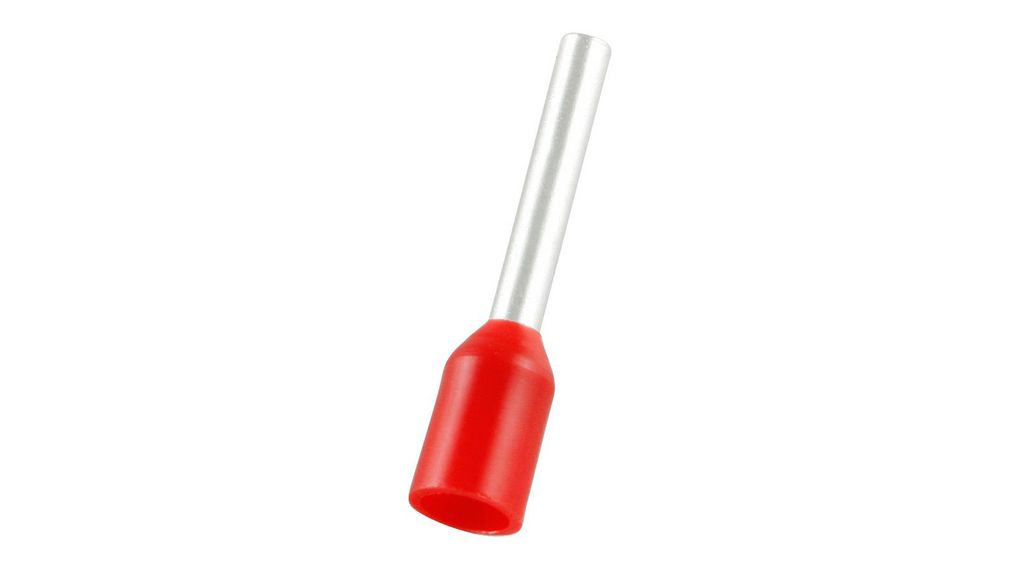 Insulated Bootlace Ferrule, 10mm Pin Length, 1.4mm Pin Diameter, 1mm² Wire Size, Red Pack of 1000 pieces