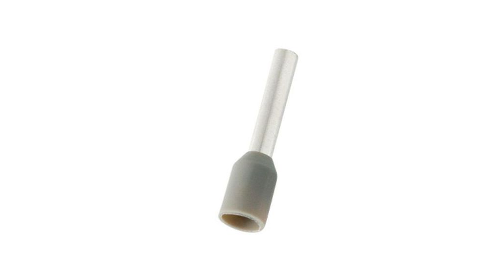 Insulated Bootlace Ferrule, 12mm Pin Length, 2.2mm Pin Diameter, 2.5mm² Wire Size, Grey 1000 ST