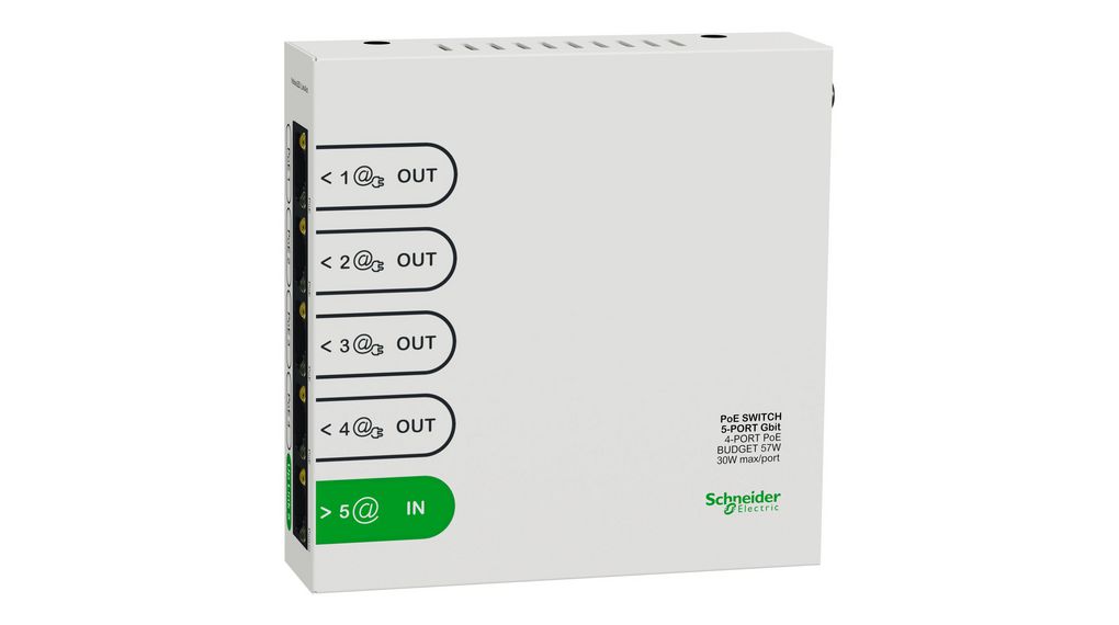 Schneider Electric R9H5SWP57, Unmanaged 4 Port Ethernet Switch With PoE