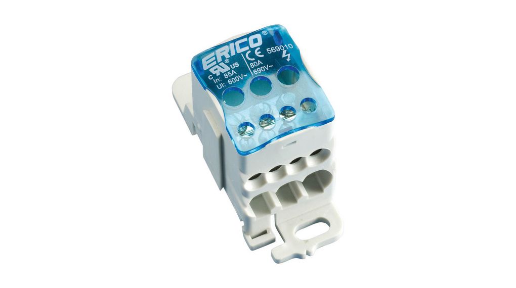 nVent ERIFLEX Distribution Block, 1 Way, 16mm², 80A, 1 kV, Blue