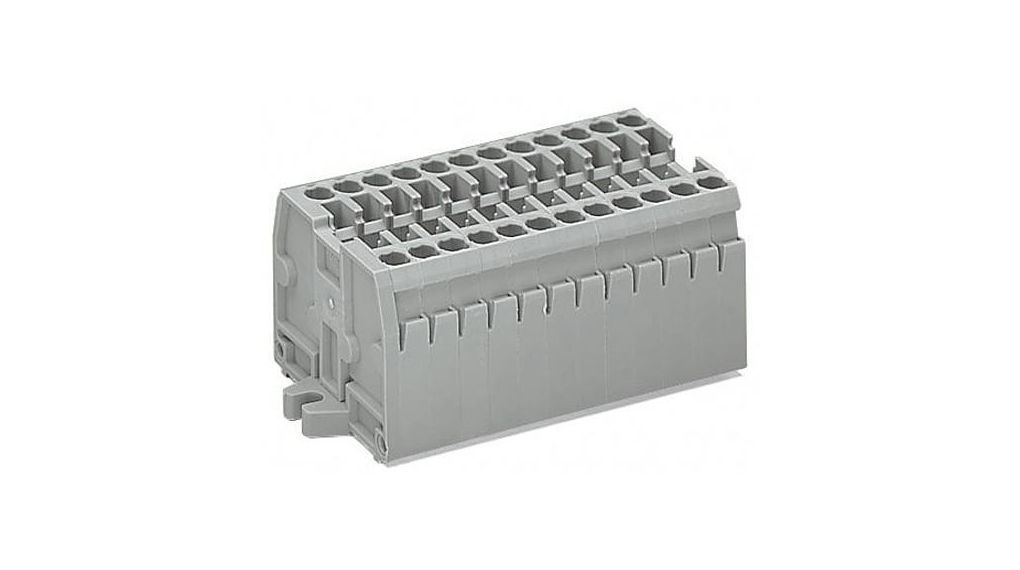 WAGO, No 869-104 869 Series Terminal Strip Grey, 2.5 mm², 1-Level, NoCage Clamp Pôles, 500V, Lot de 100 pièces