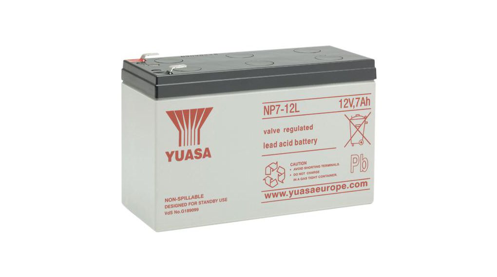 Rechargeable Battery, Lead-Acid, 12V, 7Ah, Blade Terminal, 6.3 mm