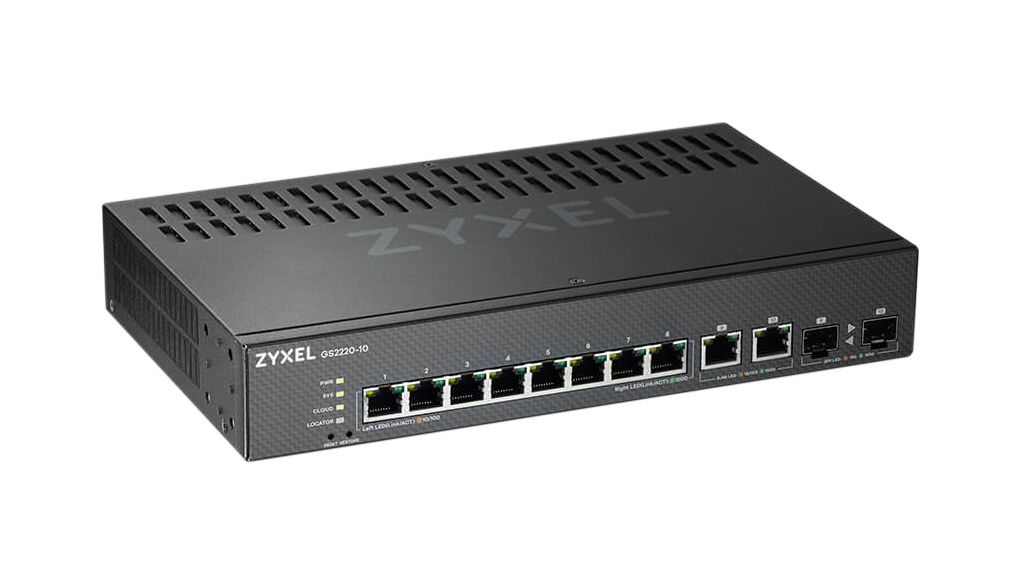 Ethernet Switch, RJ45 Ports 8, SFP Ports 2, 1Gbps, Layer 2 Managed