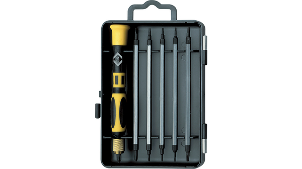 Interchangeable Blade Screwdriver Set, Rotating Grip, 7pz., Slotted / Phillips / Torx