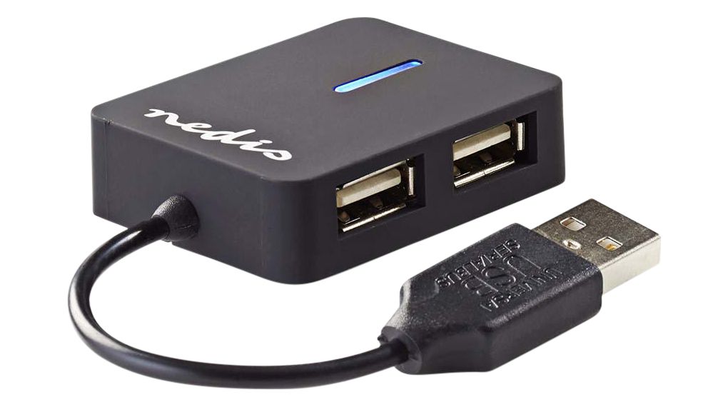 USB-Hub, USB-A-Stecker, 2.0, USB Ports 4, USB-A-Buchse