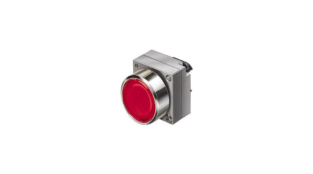 Illuminable Pushbutton Actuator Momentary Function Flat Pushbutton Metallic / Red IP67 SIRIUS ACT 3SB3 Series Pushbutton Switches