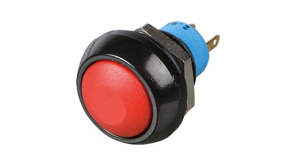 Tlačítkový spínač OFF-(ON) 1NO Montáž na panel Černá / Červená