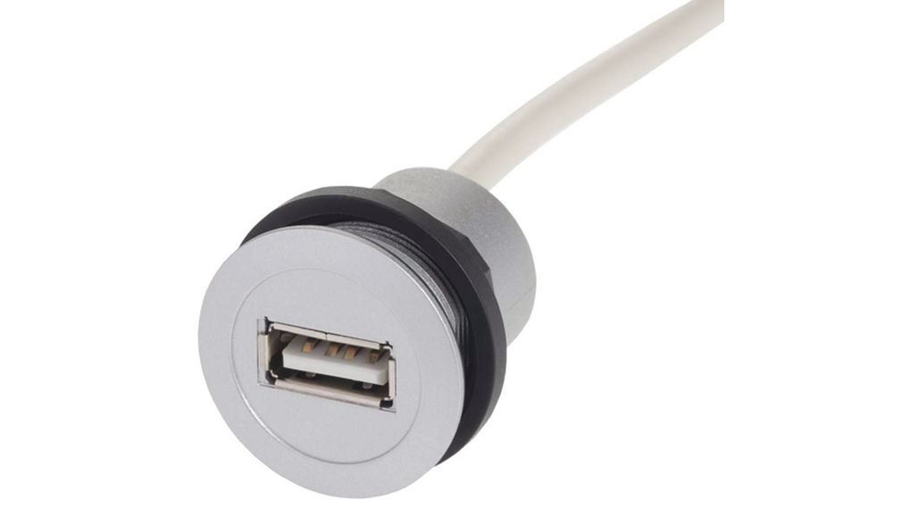 Connector, USB-A 2.0, Zásuvka, Montáž na panel