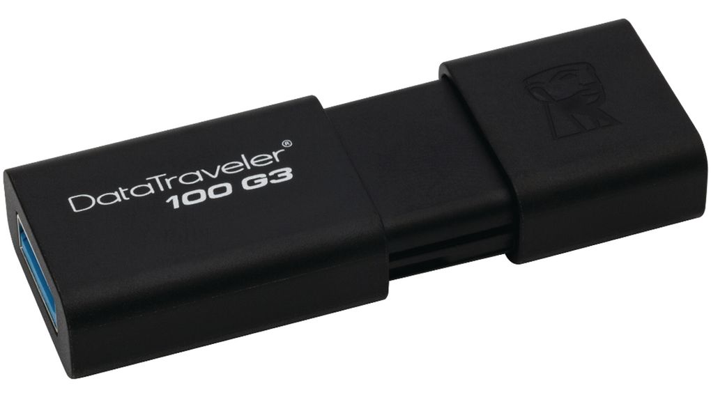 DT100G3/128GB | Kingston USB Stick, 100 128GB, USB 3.0, Black | Distrelec Danmark