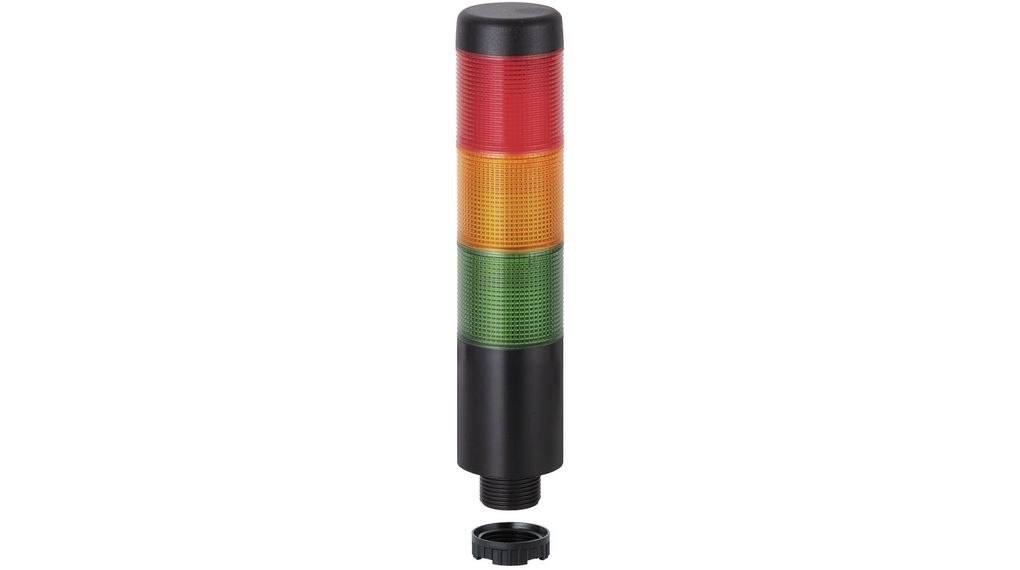Signal Tower LED Green / Red / Yellow 100mA 24V Kompakt 37 Panel Mount IP65 Cable Connection, 2 m