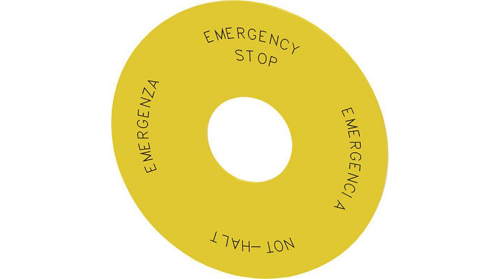 Emergency Stop Backing Plate 75mm Not-Halt Emergency Stop Emergenza Emergencia Round Yellow 3SU1 Series Pushbuttons & Indicator Lights