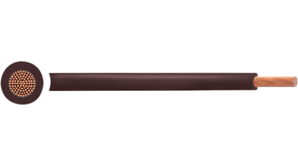 Flexible Litze PVC, 0.5mm², Kupfer, blank, Braun, H05V2-K, 100m