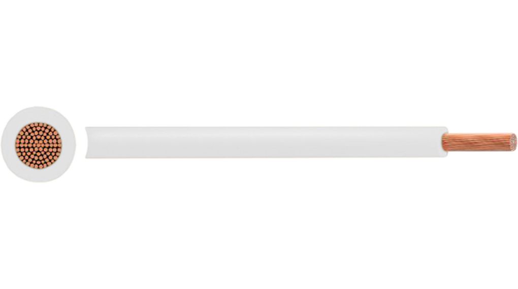 Flexible Stranded Wire PVC, 0.75mm², Bare Copper, White, H05V2-K, 100m
