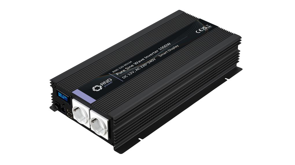 Měnič DC / AC s čistou sinusovou vlnou 12V 1kW Zásuvka DE typ F (CEE 7/3) / Zásuvka USB A