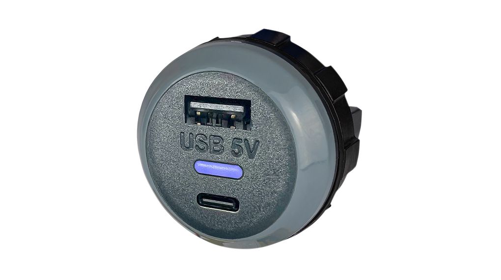 Töltő, Car, 2x USB-A / USB-C, 3.6A, 13W, Black / Grey