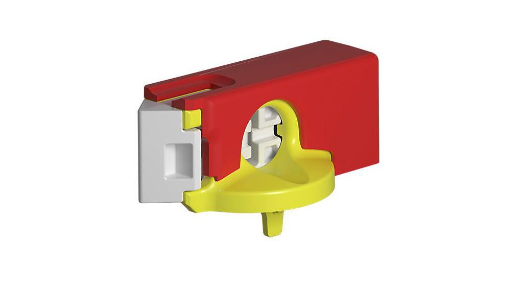Bouton rotatif verrouillable, rouge / jaune