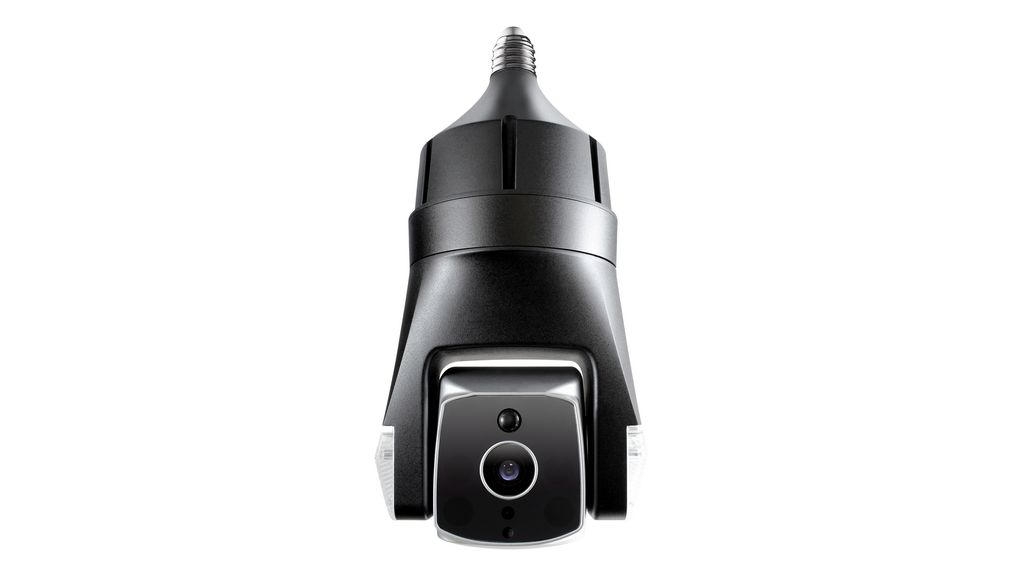 Biometric Auto Tracking Outdoor Light Bulb Security Camera, ePTZ, 1/2.7" CMOS, 1920 x 1080, Black