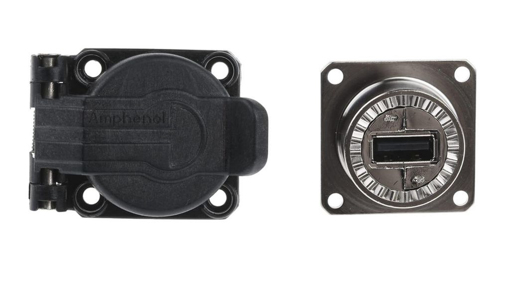 Connector, USB-A 2.0, Prise femelle, Montage sur panneau