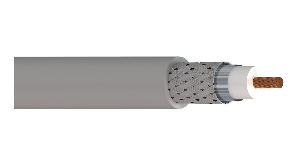 Koaxialkabel RG-58/U PVC 5.4mm 50Ohm Naken koppar Grå 50m