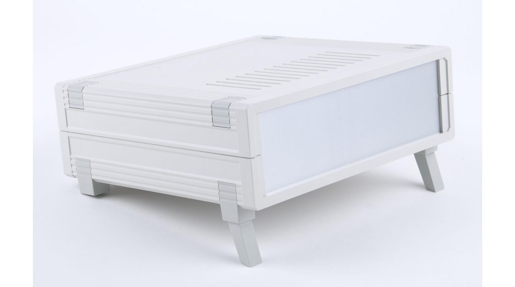 Plastic Enclosure with Air Vents, ABS, 199x224x72mm, Light Grey