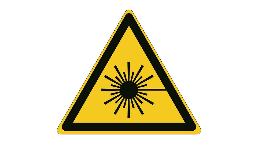 ISO Safety Sign - Warning, Laser Beam, Triangular, Black on Yellow, Polyester, Warning, 1pcs