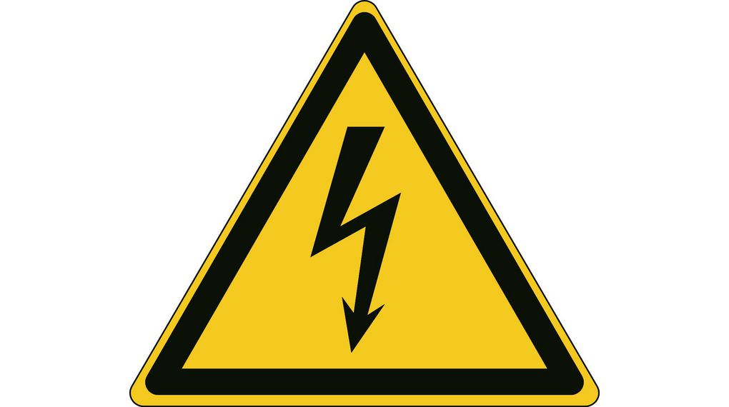ISO biztonsági jelzés - Vigyázat, elektromosság, Triangular, Fekete sárga alapon, Poliészter, Figyelem, 1db