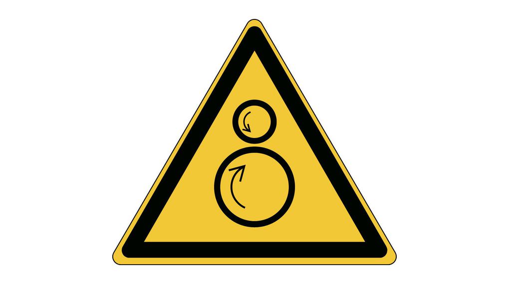 Znak bezpieczeństwa ISO - ostrzeżenie, rolki przeciwbieżne, Triangular, Czarny na żółtym, Poliester, Ostrzeżenie, 1szt.