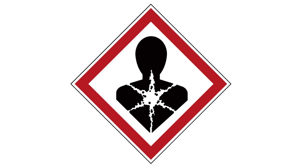 GHS-symbool - Ademhalingsgevaar, Diamant, Zwart/rood op wit, Polyester, Waarschuwing, 250pcs