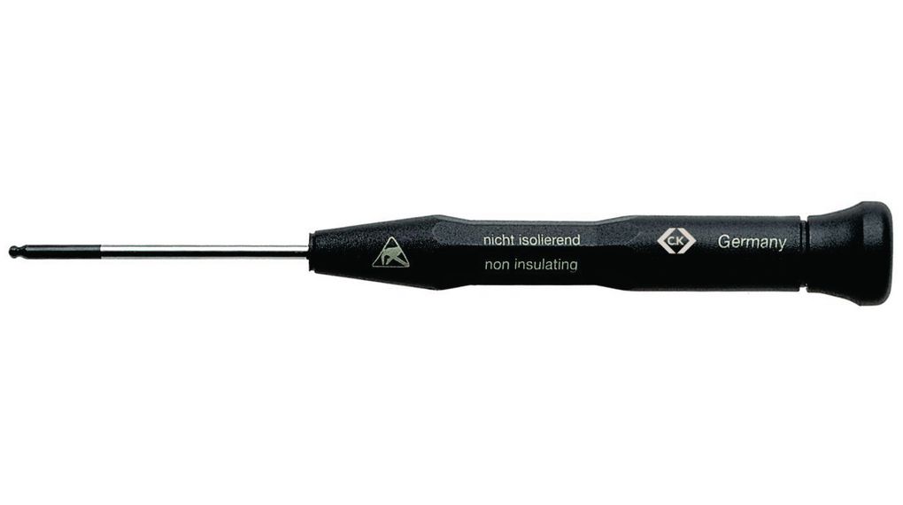 Screwdriver, Hex with Ball Tip, 2.5 mm, ESD, Rotating Grip