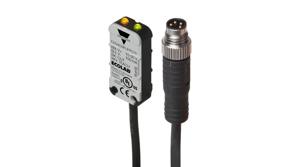 Kapasitiv sensor 10mm 100mA 10Hz 30V IP65 / IP66 / IP67 / IP68 / IP69K Kontakt, M8, 4-pins CD34