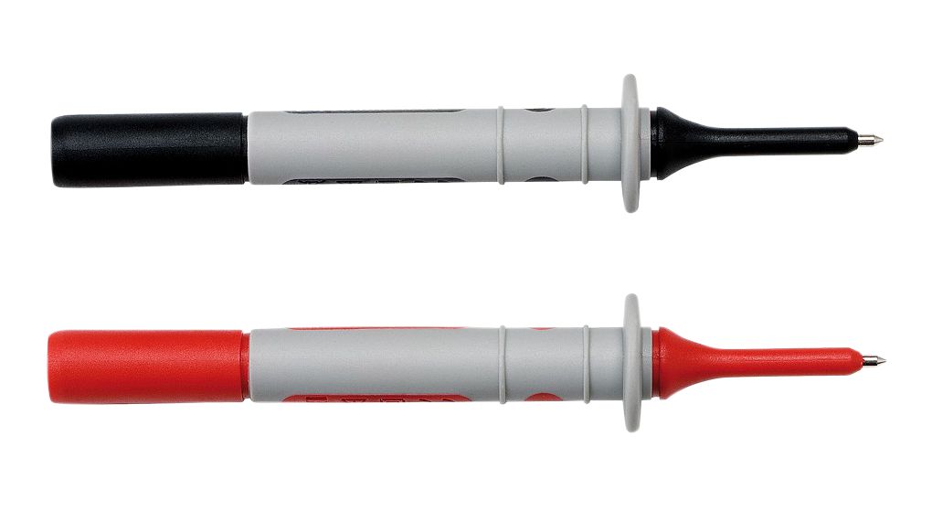 Test Lead Set, Probe Tip, 4 mm / Banana Plug, 4 mm, 90°, 1.5m, Black, Red