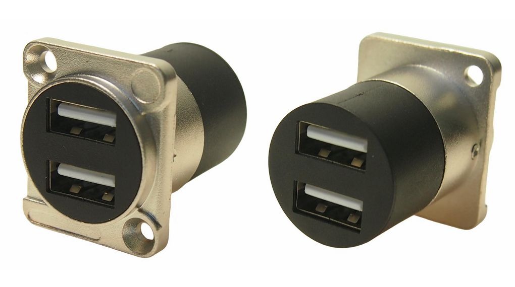 Dual Adapter, Metal Frame, USB-A 2.0 Socket - USB-A 2.0 Socket