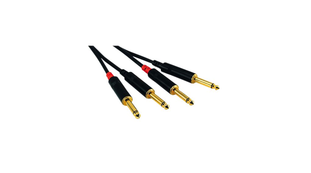 Audio Cable, Mono, 2x 6.35 mm Jack Plug - 2x 6.35 mm Jack Plug, 2m