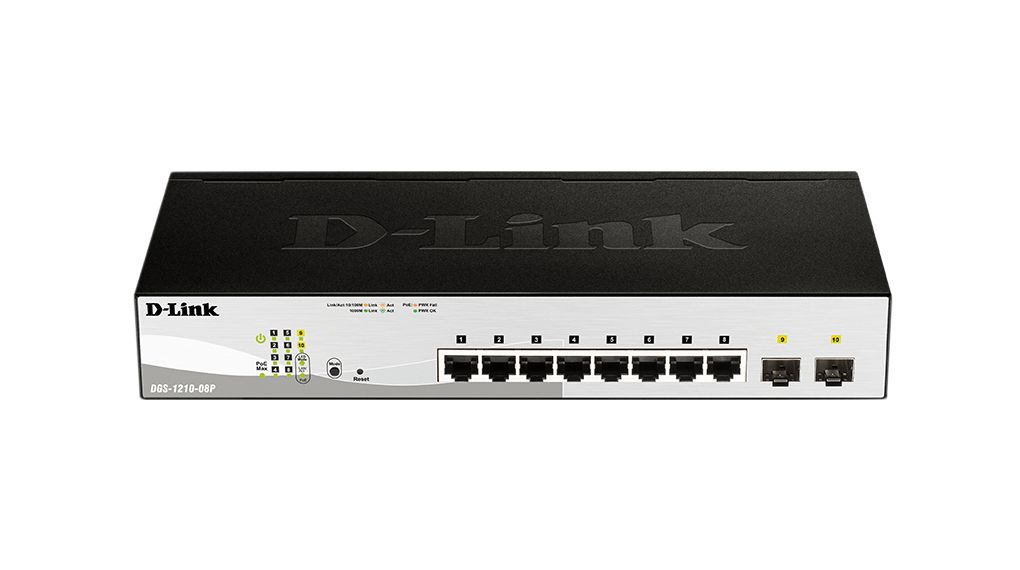 PoE-switch, Lager 2 hanterat, 1Gbps, 65W, RJ45-portar 8, PoE-portar 8