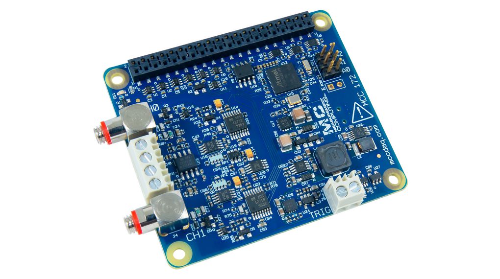 MCC 172 DAQ HAT for Raspberry Pi, 2-Channels for IEPE Sensors, 24-Bit, 51.2kS/s