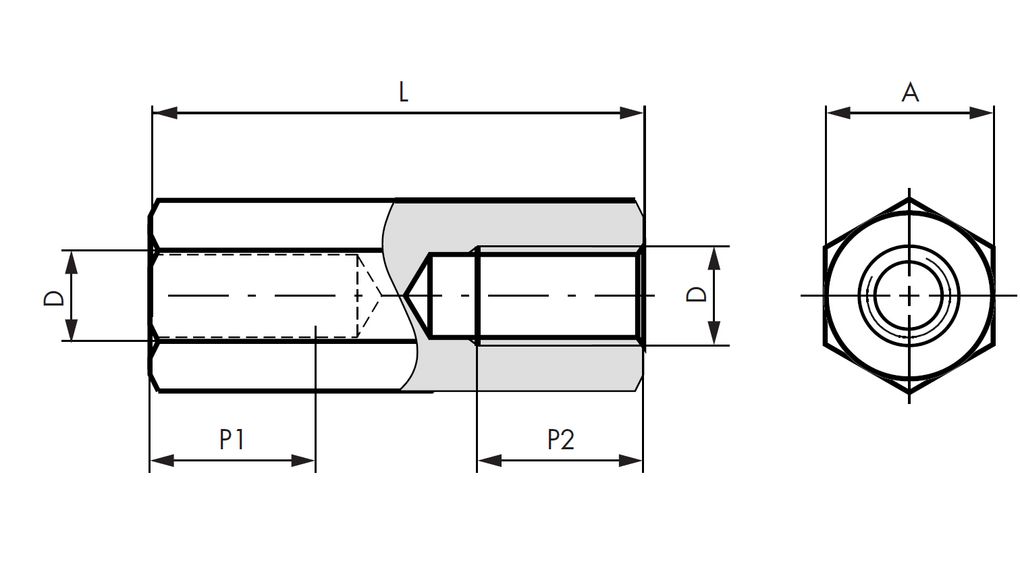 Standoff, 10mm, M3, Zinc-Plated Steel