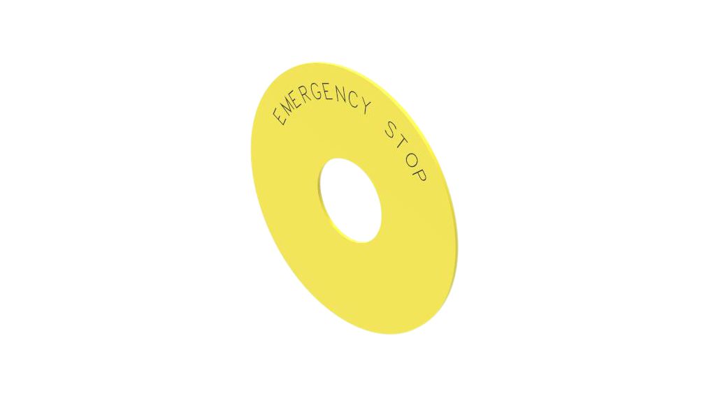 Legend Plate 75mm Emergency Stop Round Yellow EAO 45 Series