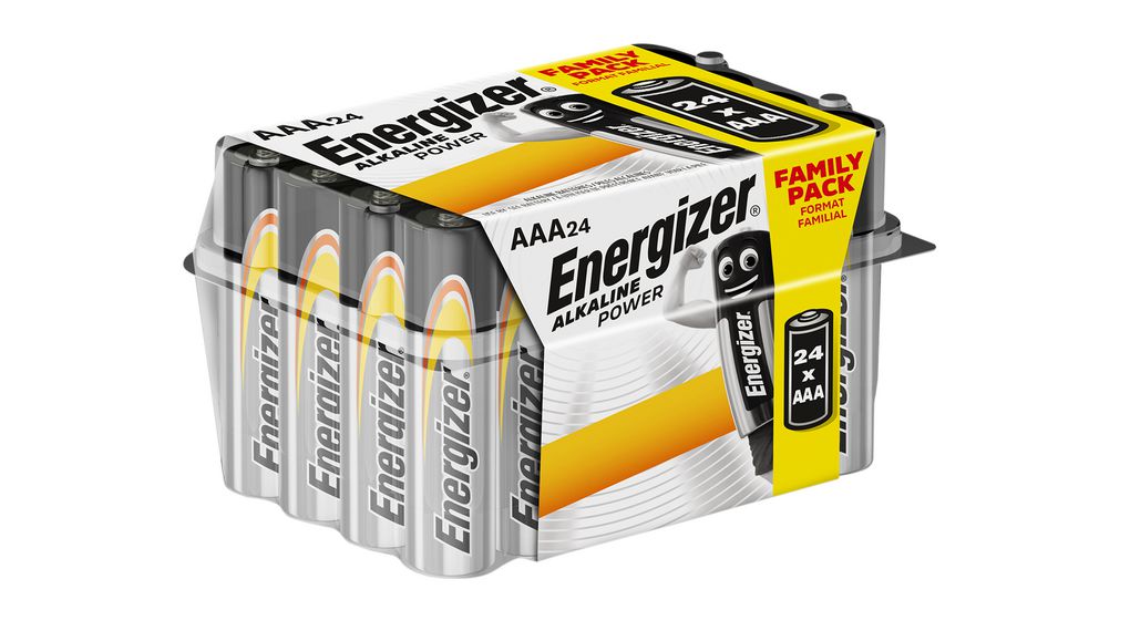 Primary Battery, Alkaline, AAA, 1.5V, Power, Pack of 24 pieces