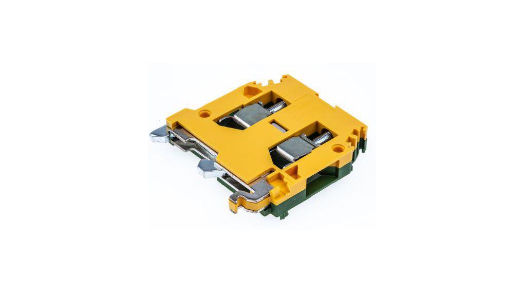SNA Series Green/Yellow Earth Terminal Block, 6mm², Single-Level, Screw Termination, Pack of 5 pieces
